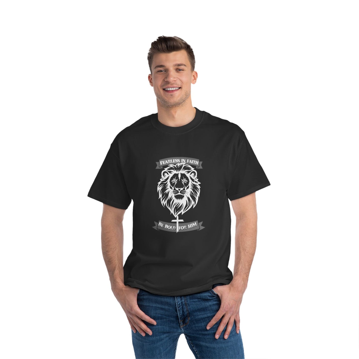 Fearless in Faith Lion and Cross Christian T-Shirt